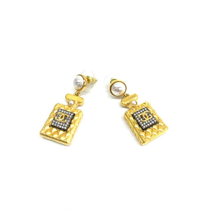 Chanel Perfume Bottle Pearl Strass Earrings