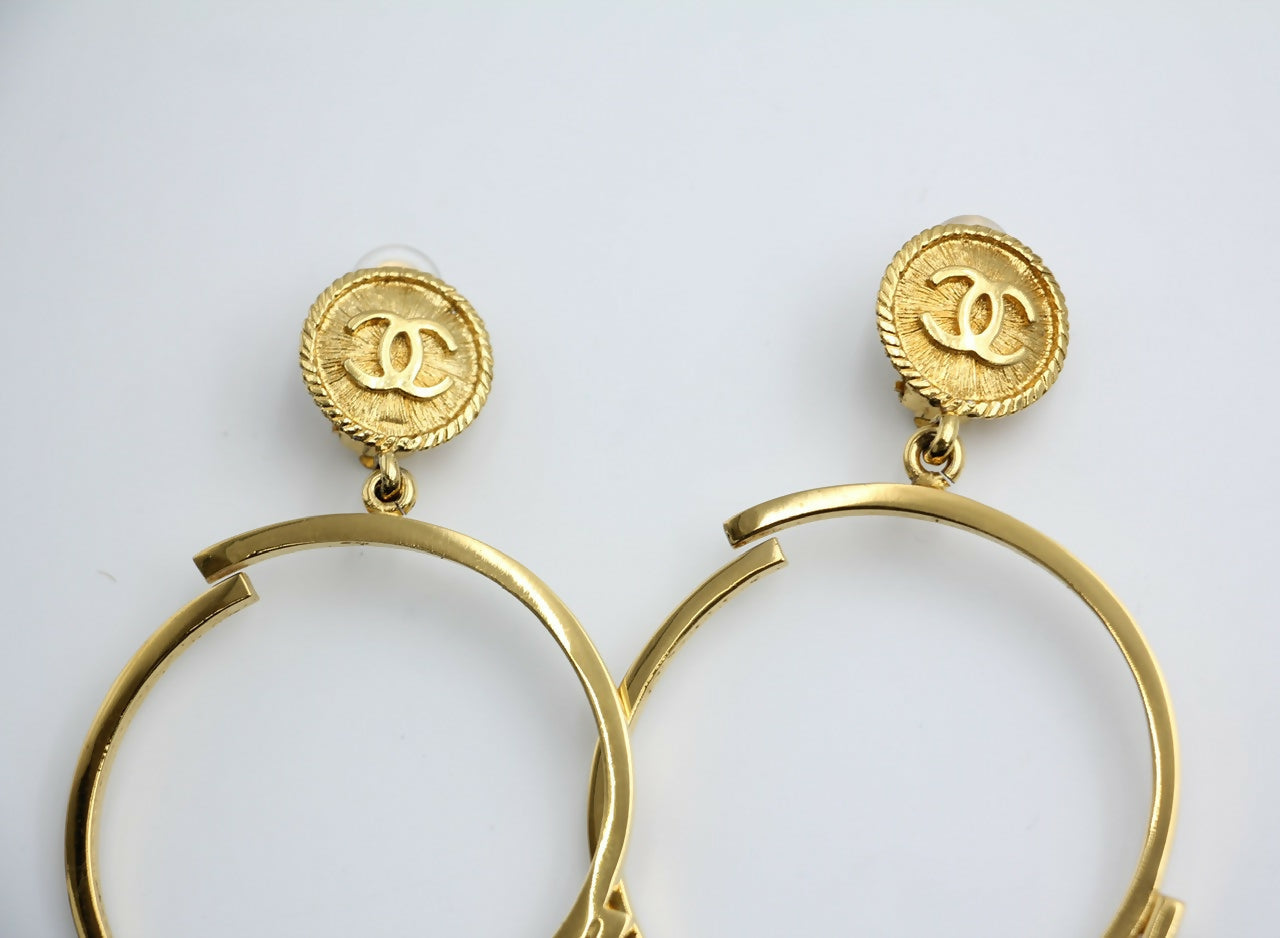 Chanel Vintage 1954-71 Gold-Plated Large Hoop Clip-on Earrings