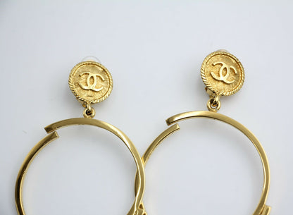 Chanel Vintage 1954-71 Gold-Plated Large Hoop Clip-on Earrings