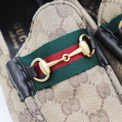 Gucci Canvas Leather Horsebit Loafers