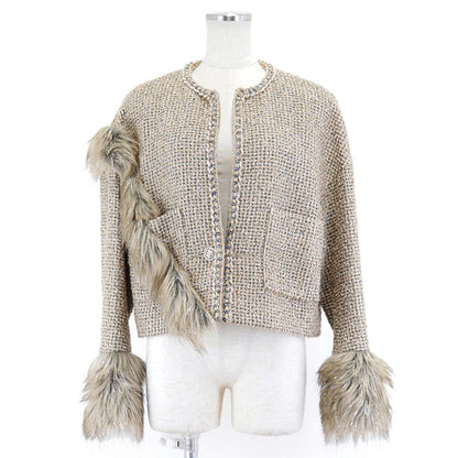 Chanel Tweed Collarless Jacket Gold