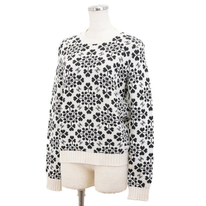 Chanel Cashmere Sweater, Heart Clover Pattern, Round Neck, Size 36