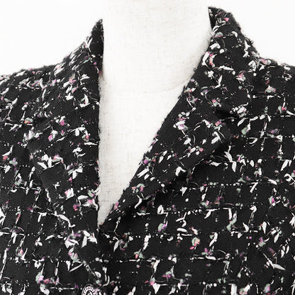 Chanel Tweed Jacket Wool Blend Black Multicolor