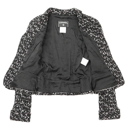 Chanel Tweed Jacket Wool Blend Black Multicolor