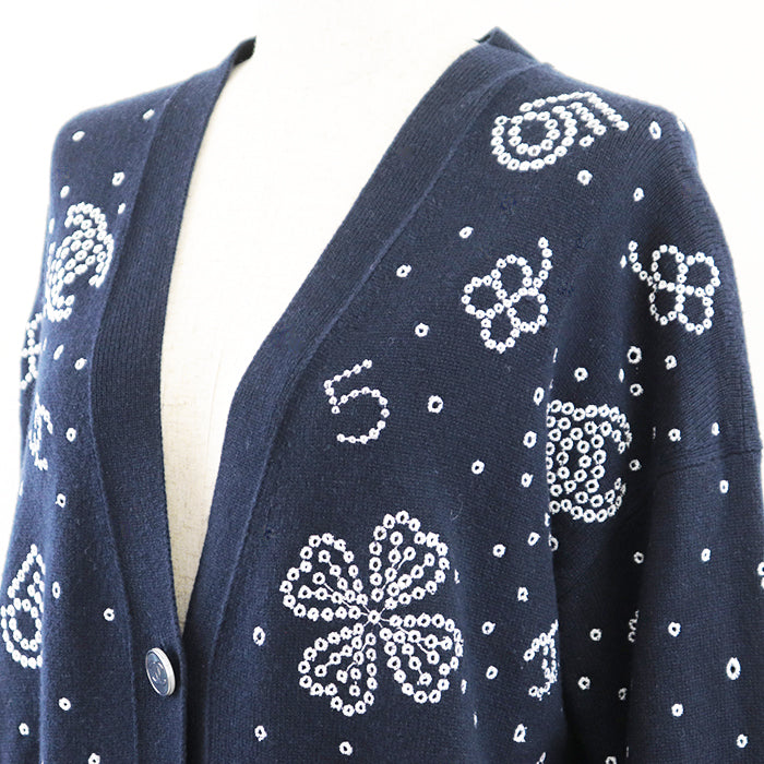 Chanel Knit Cardigan P74636 Navy White
