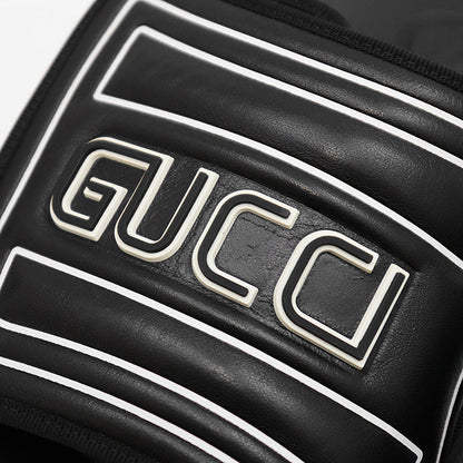 Gucci Slide Signature Logo Leather Rubber Sandals