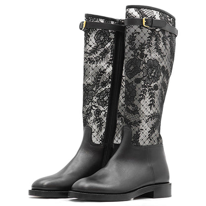 Christian Dior Leather Embroidered Long Boots