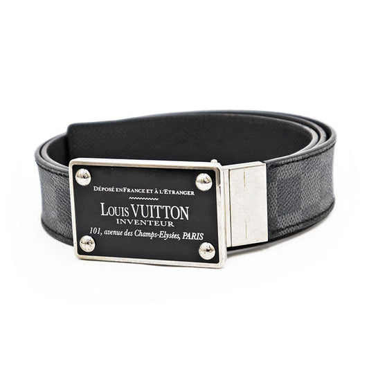 Louis Vuitton Sangle Adventure Damier Graphite Leather Belt