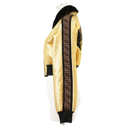 Fendi FF Logo ROMA Embroidery Lamb Leather Jacket