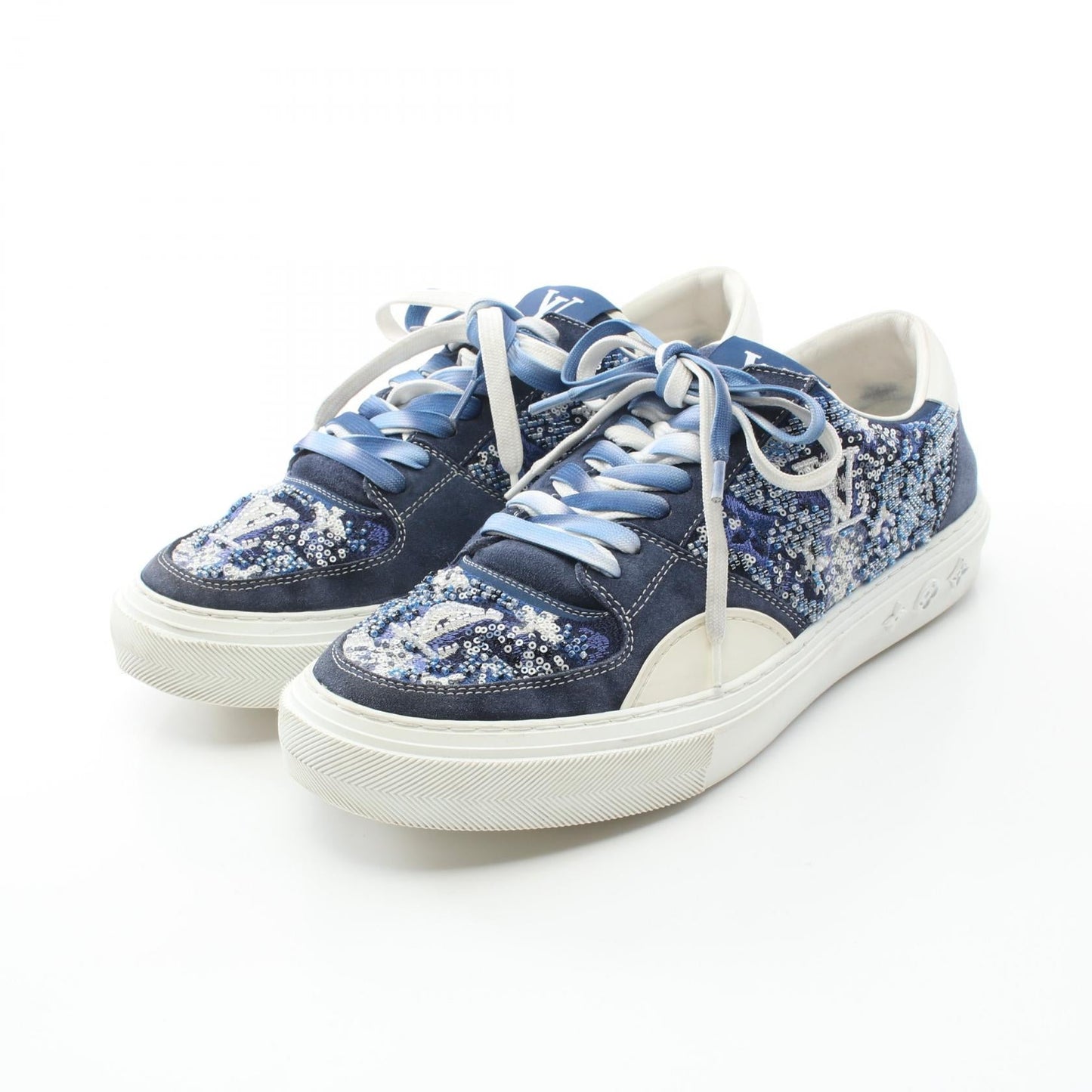 Louis Vuitton LV Ollie Line Suede Leather Fabric Sneakers