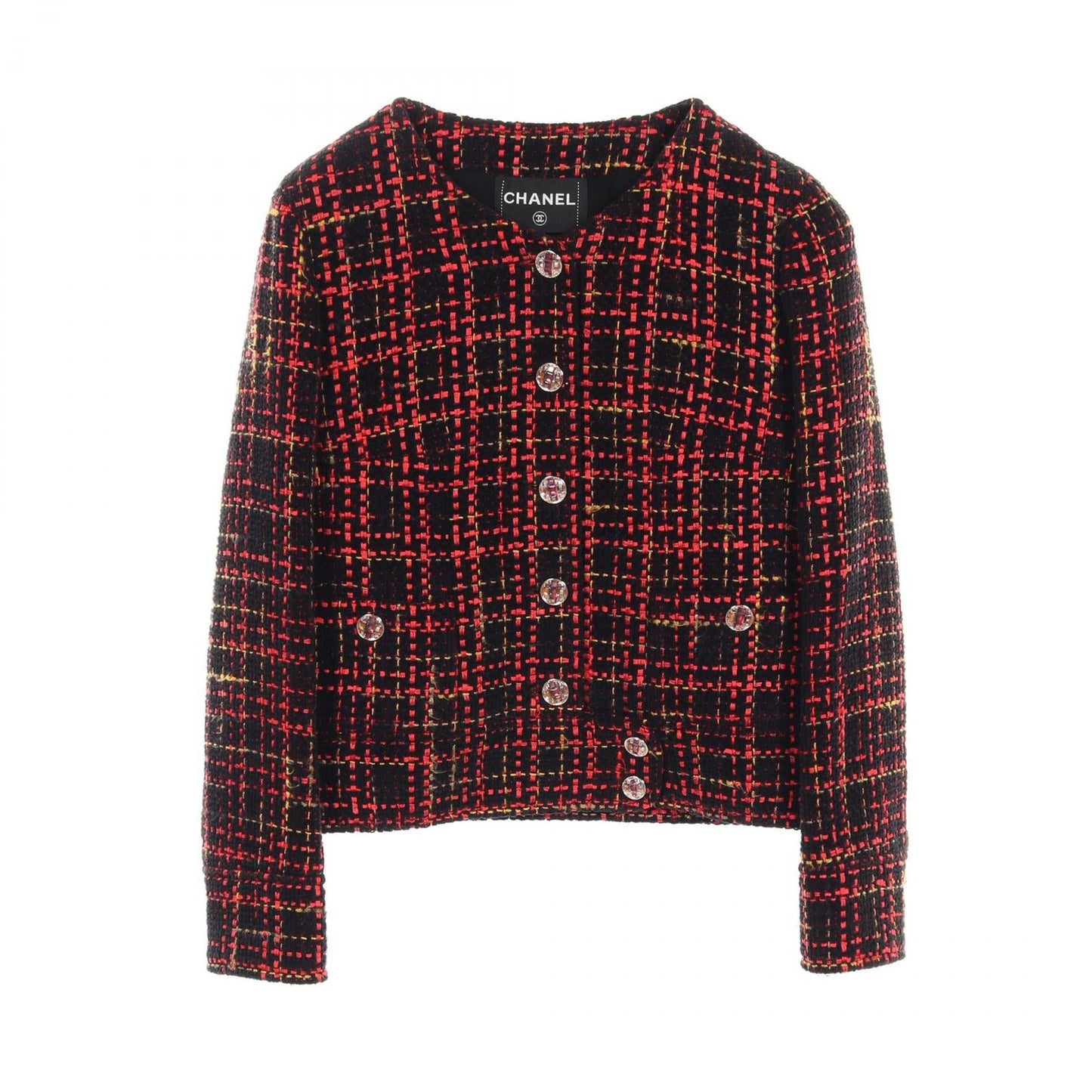 Chanel No Collar Jacket Wool Cashmere Cotton Jacket
