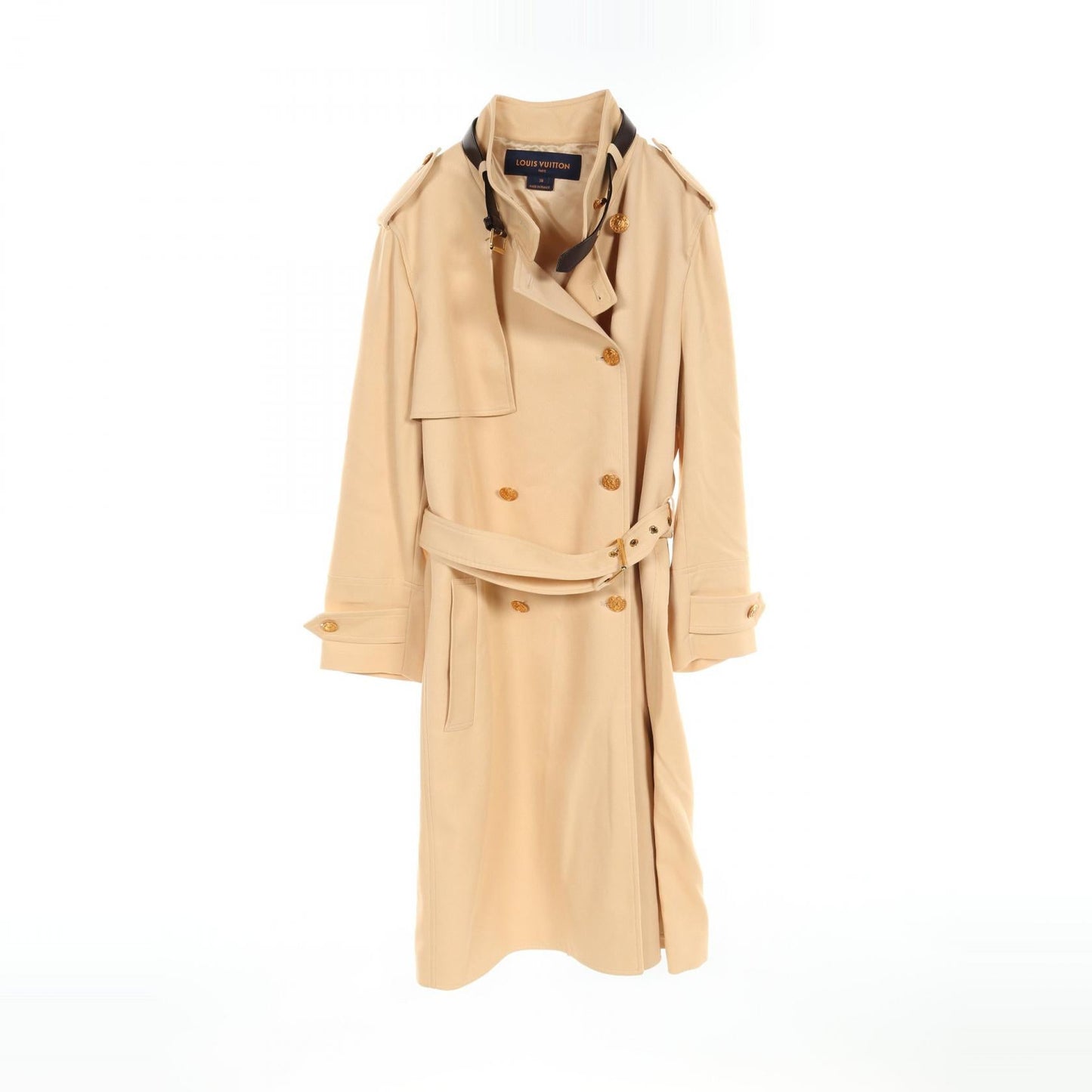 Louis Vuitton Belt Collar LV Button Wool Viscose Coat
