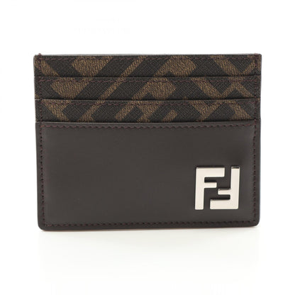 Fendi FF Logo Leather PVC Coated Canvas Card Case