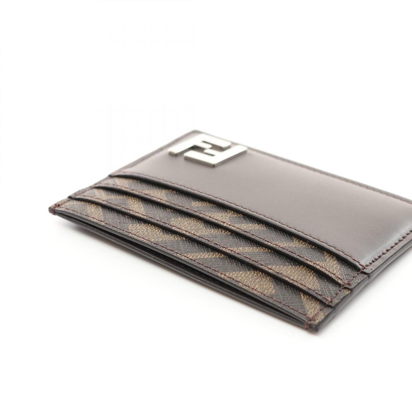 Fendi FF Logo Leather PVC Coated Canvas Card Case