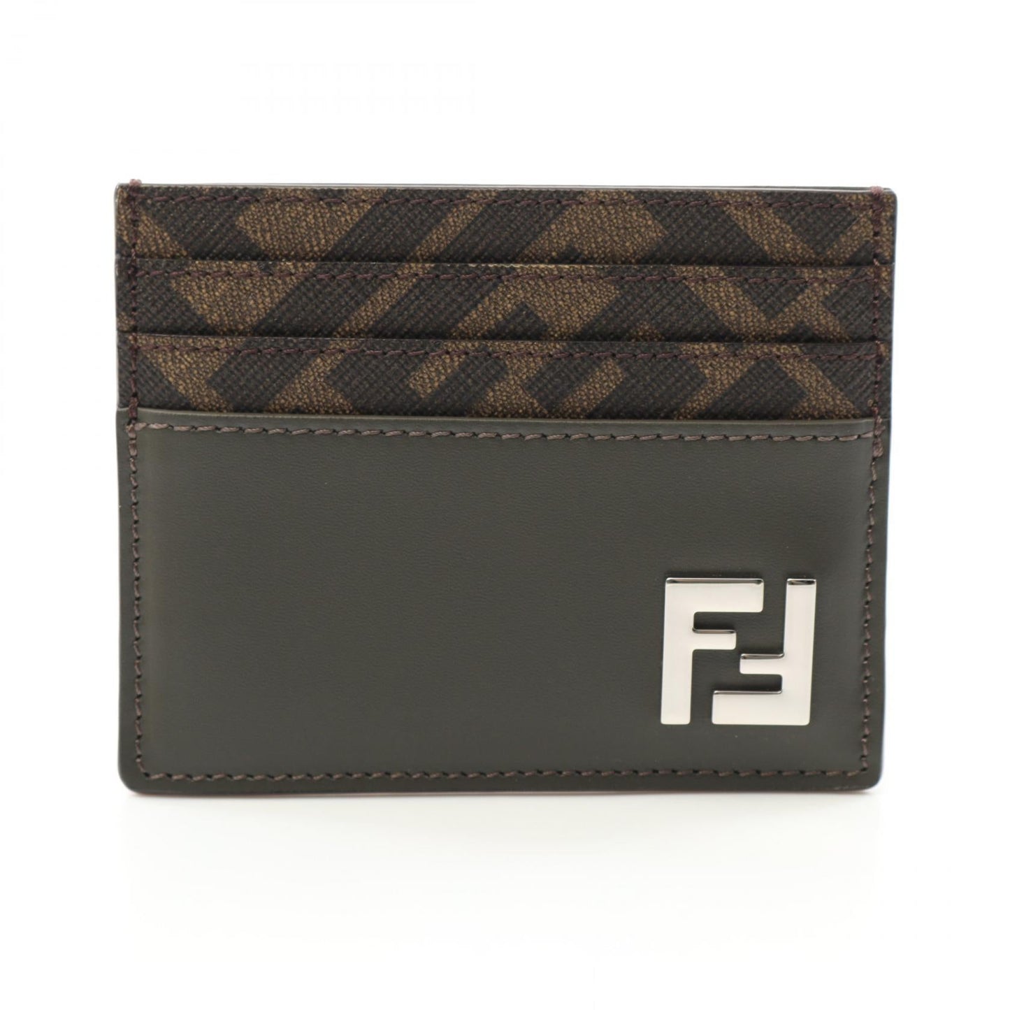 Fendi FF Logo Leather PVC Coated Canvas Card Case