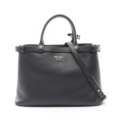 Prada Buckle Double Belt Leather Handbag