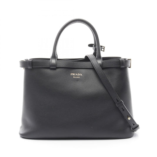 Prada Buckle Double Belt Leather Handbag