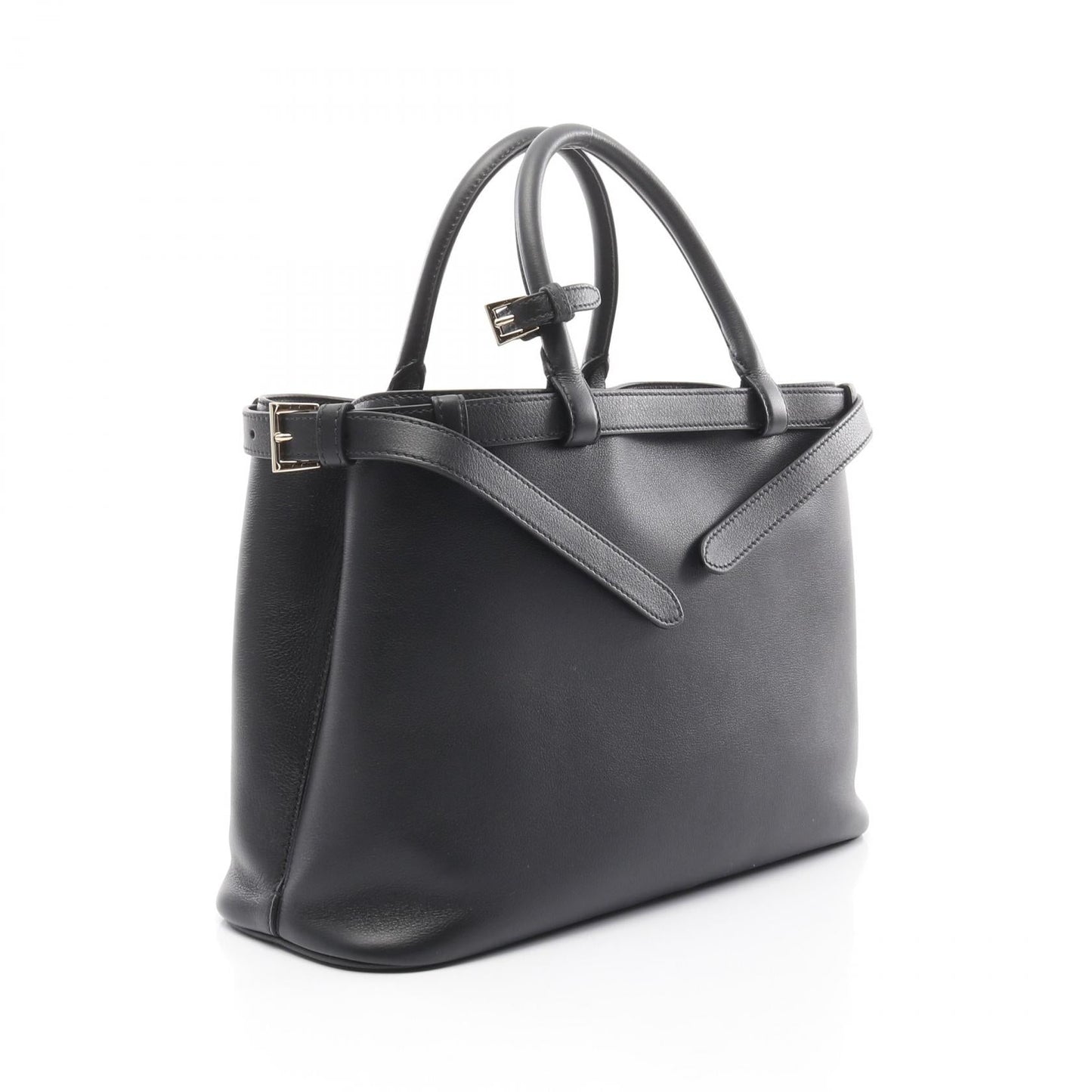 Prada Buckle Double Belt Leather Handbag
