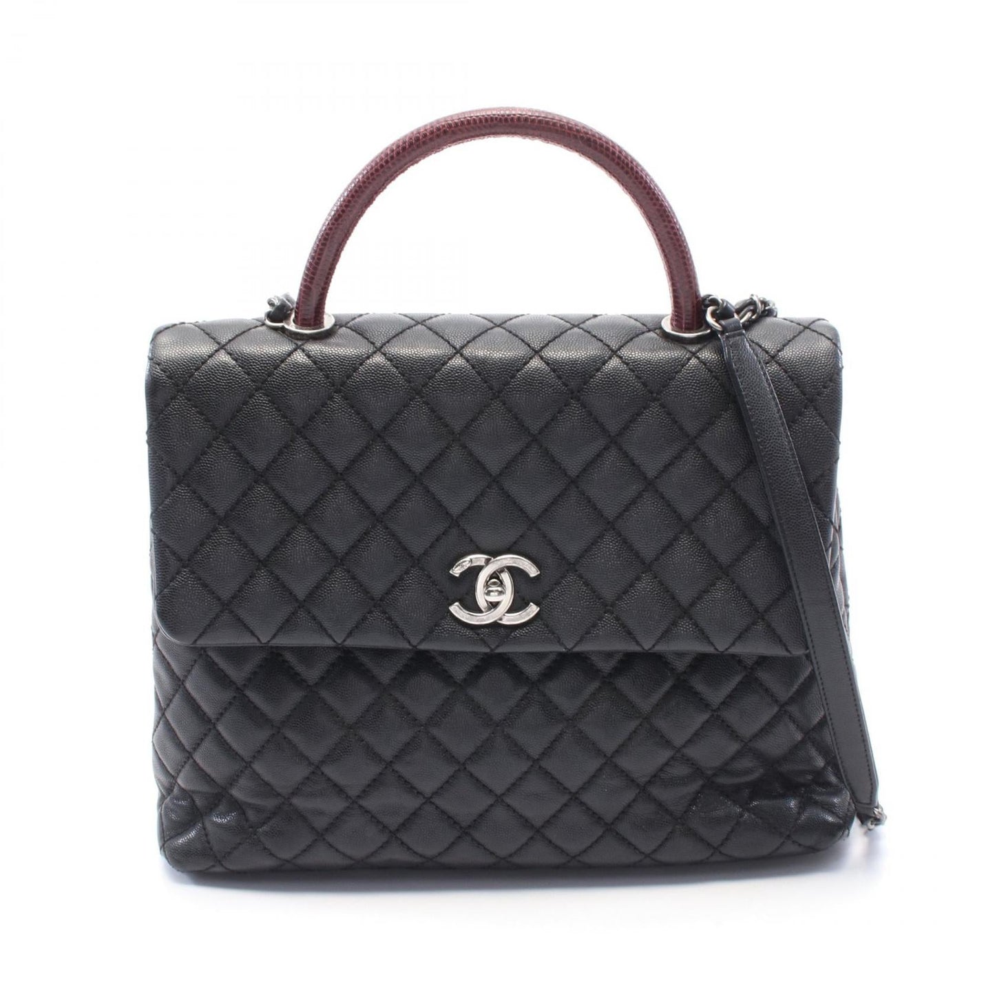 Chanel Matelasse Coco Handle Caviar Skin Exotic Leather Handbag