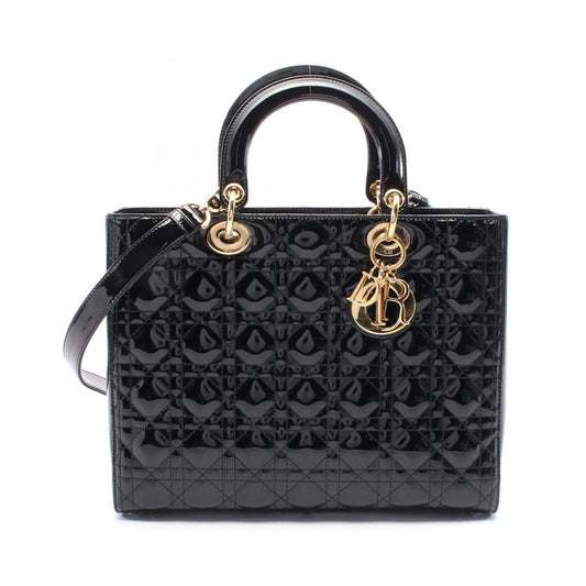 Dior Lady Dior Patent Leather Handbag