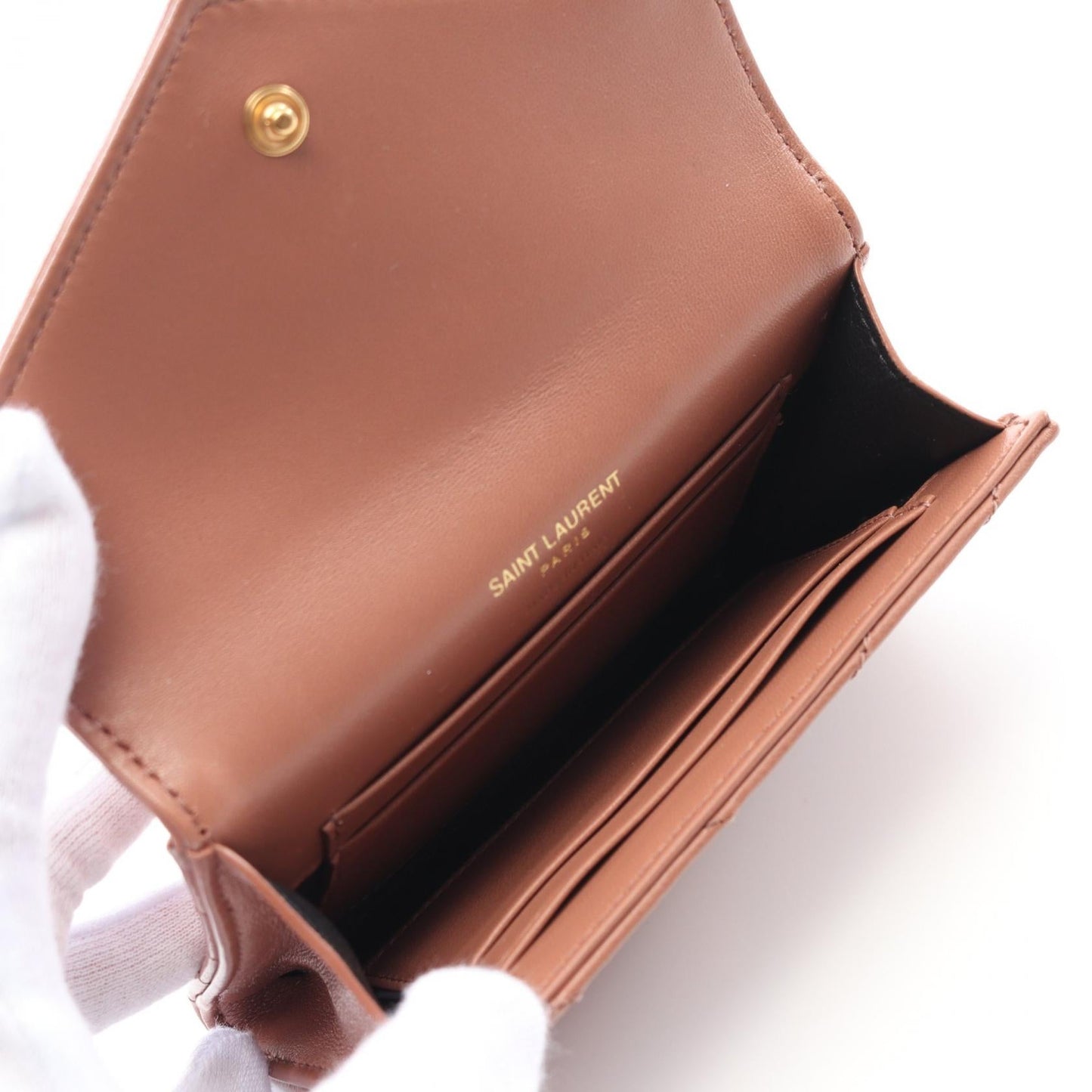 Saint Laurent Monogram Envelope Leather Wallet