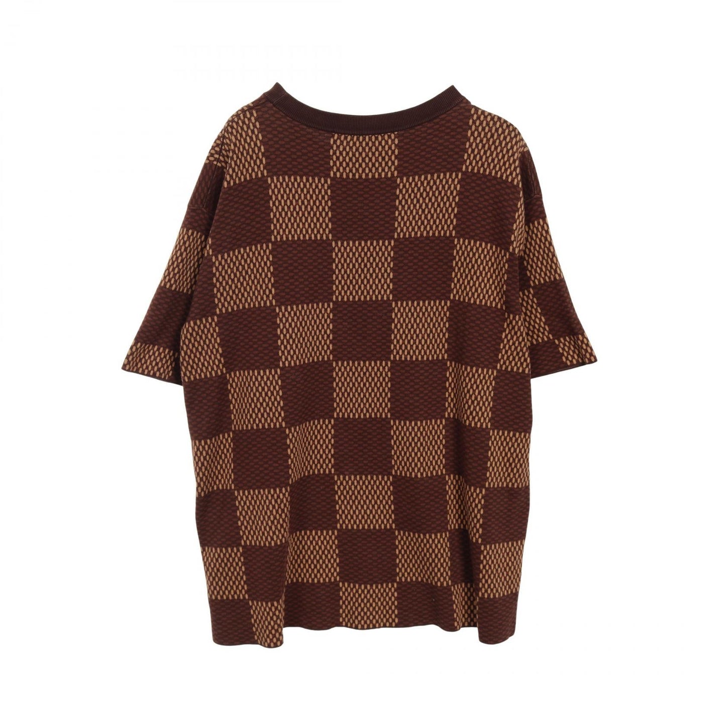 Louis Vuitton Short Sleeve Cotton Damier Crewneck with Strass LV Patch Cotton Top