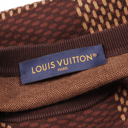 Louis Vuitton Short Sleeve Cotton Damier Crewneck with Strass LV Patch Cotton Top