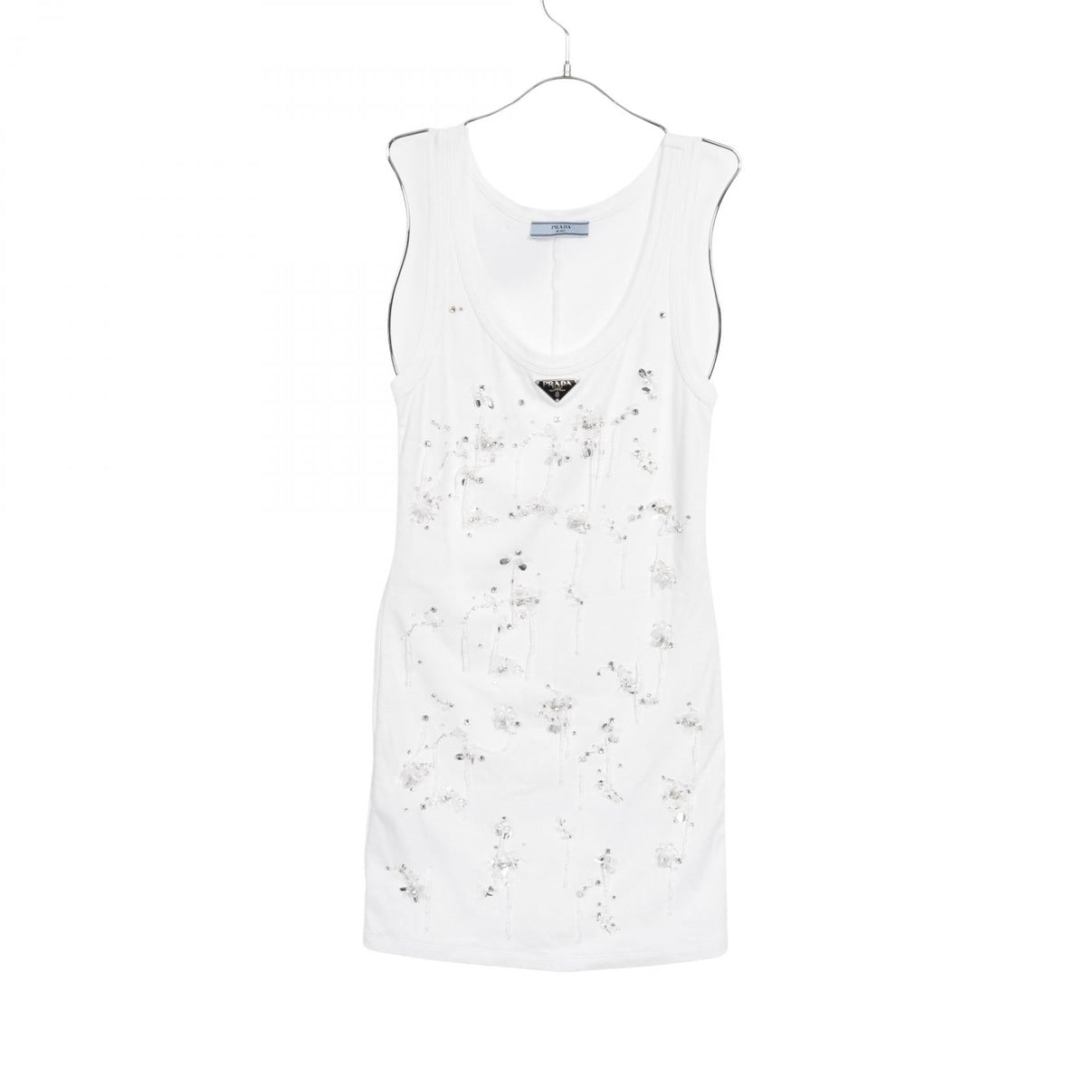 Prada Triangle Logo Beads Cotton Dress