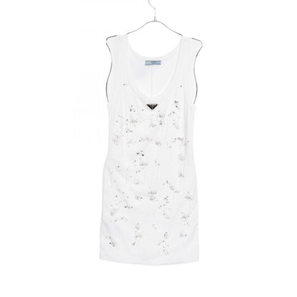 Prada Triangle Logo Beads Cotton Dress