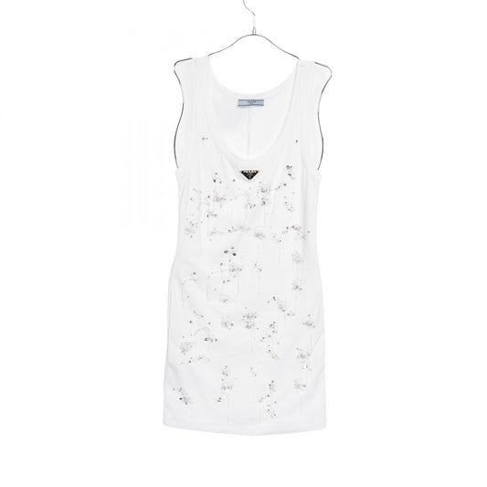 Prada Triangle Logo Beads Cotton Dress