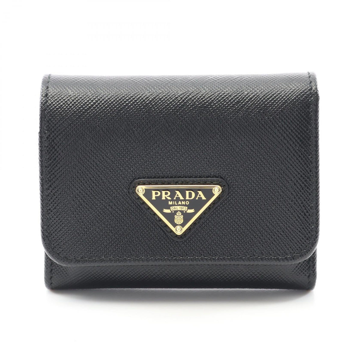 Prada Saffiano Triangle Trifold Wallet