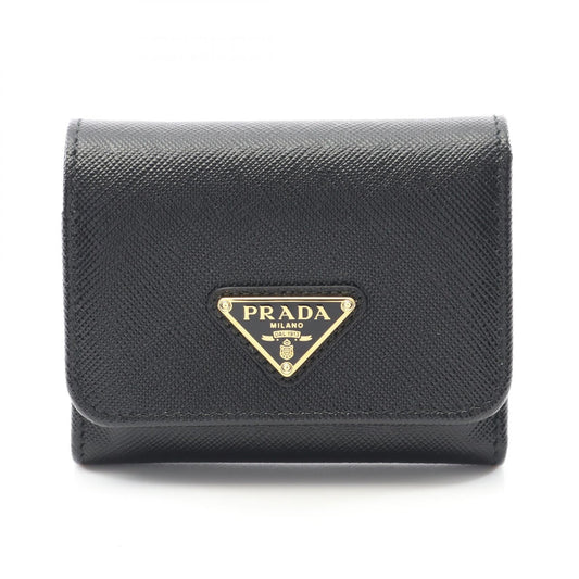 Prada Saffiano Triangle Trifold Wallet