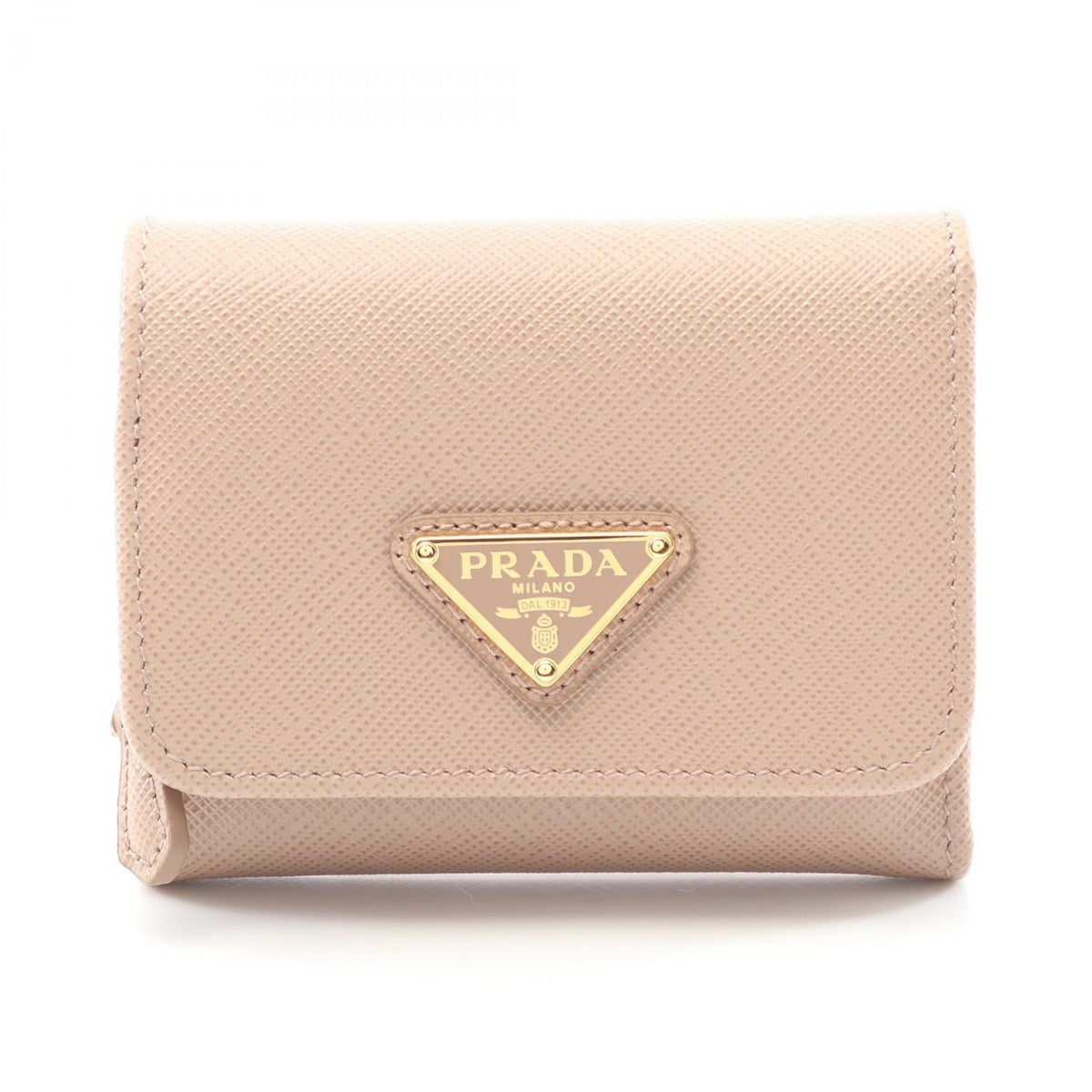 Prada Saffiano Triangle Trifold Wallet