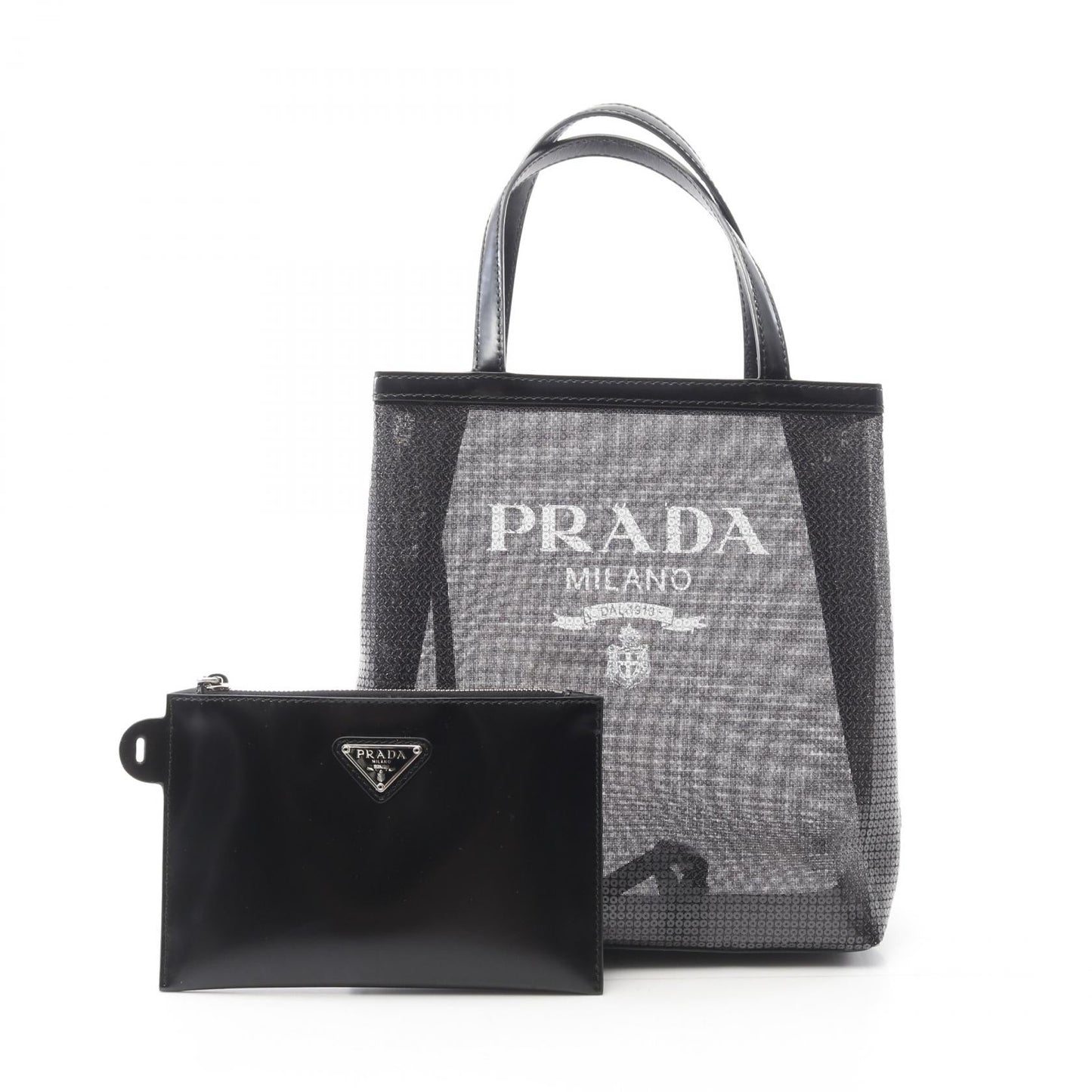Prada RETE PAILLETTES Patent Leather Mesh Tote Bag