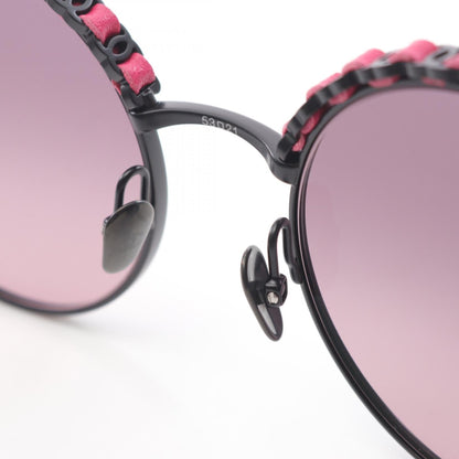 Chanel Coco Mark Leather Metal Sunglasses