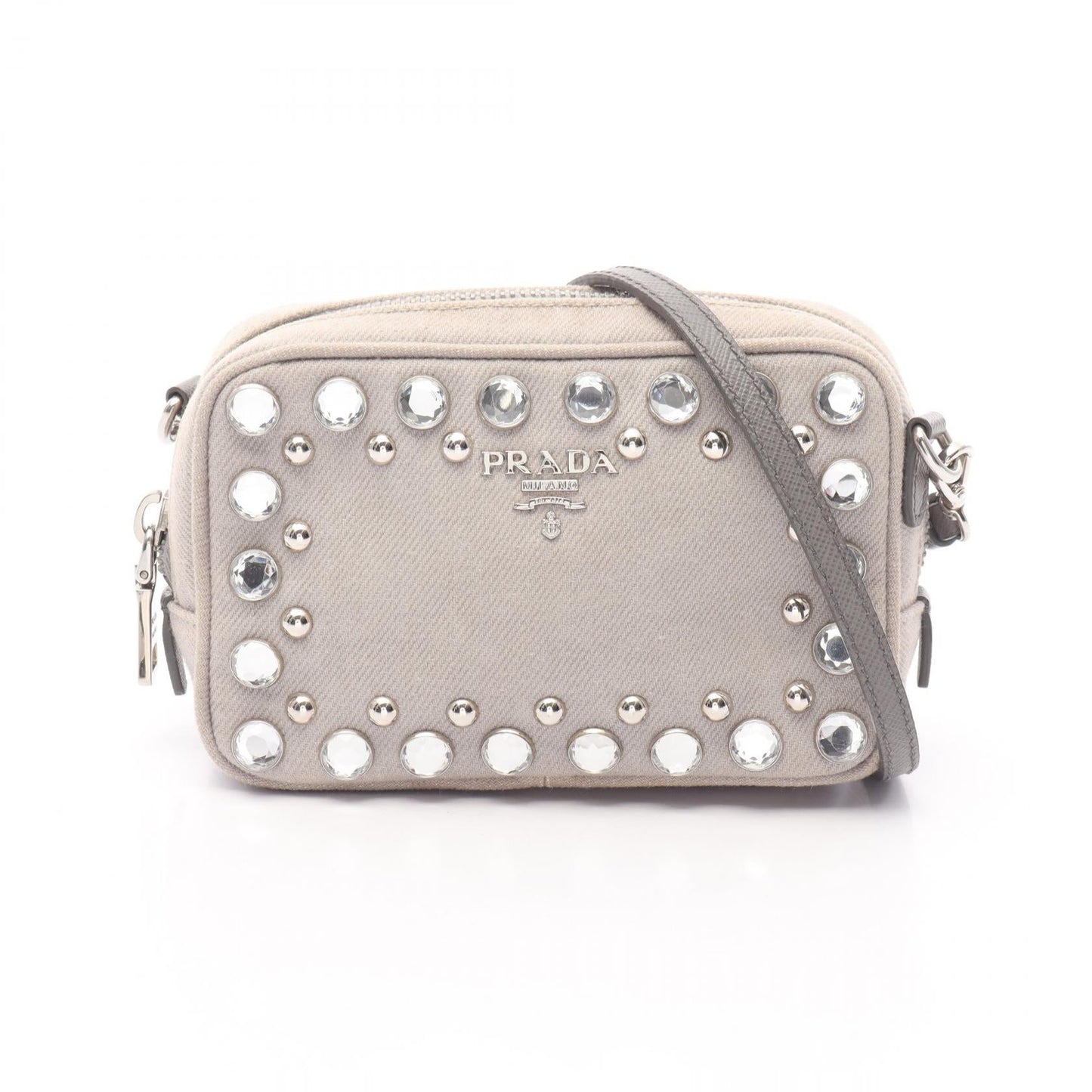 Prada 1N1674 Canvas Saffiano Leather Shoulder Bag