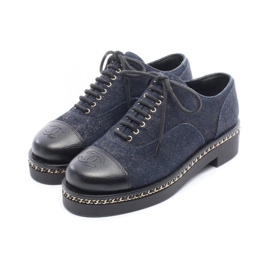 Chanel Coco Mark Denim Leather Shoes