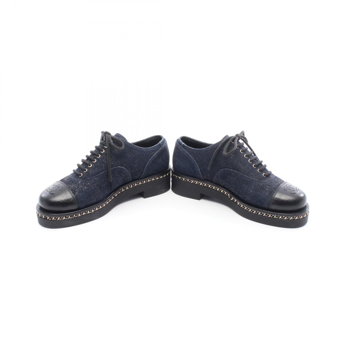 Chanel Coco Mark Denim Leather Shoes