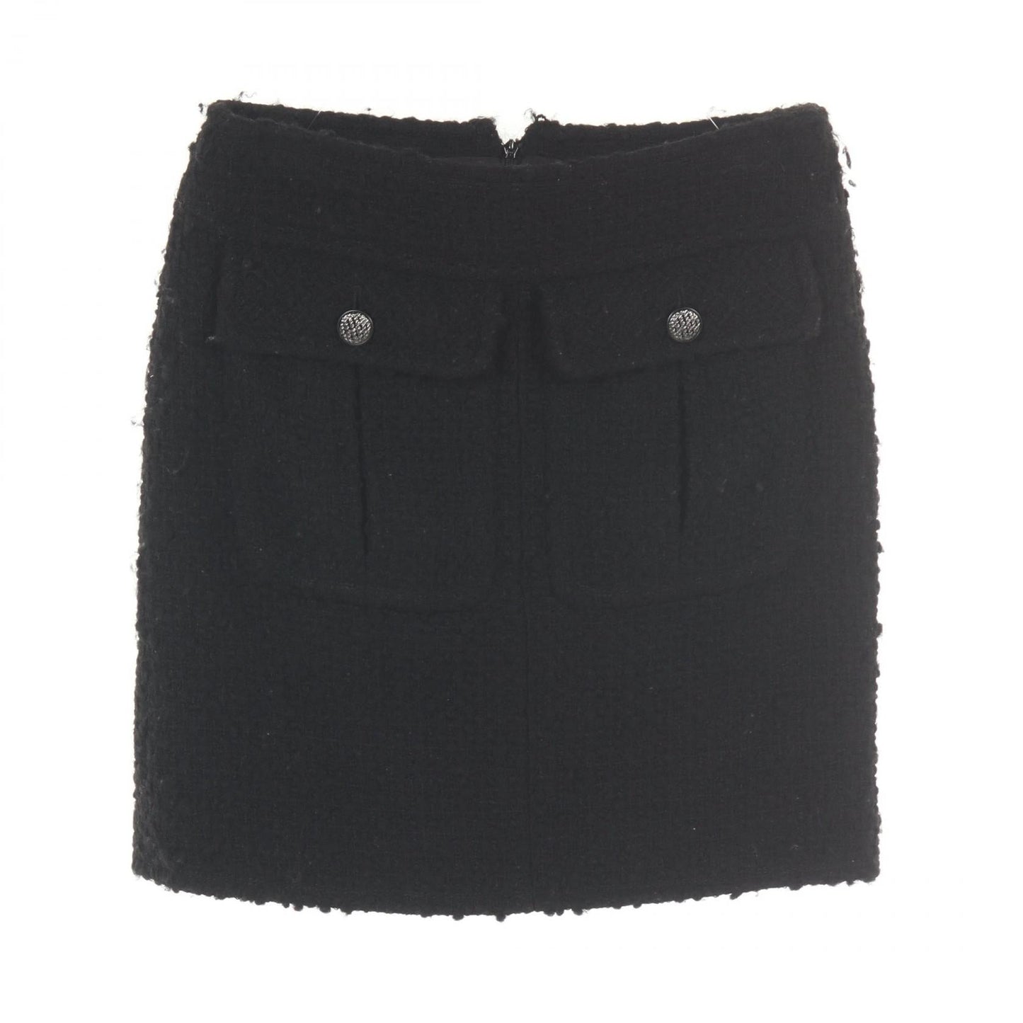 Chanel Coco Mark Button Tweed Wool Skirt