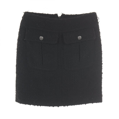 Chanel Coco Mark Button Tweed Wool Skirt