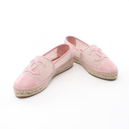 Chanel Coco Mark Leather Jute Slip-on Shoes