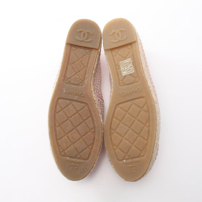 Chanel Coco Mark Leather Jute Slip-on Shoes