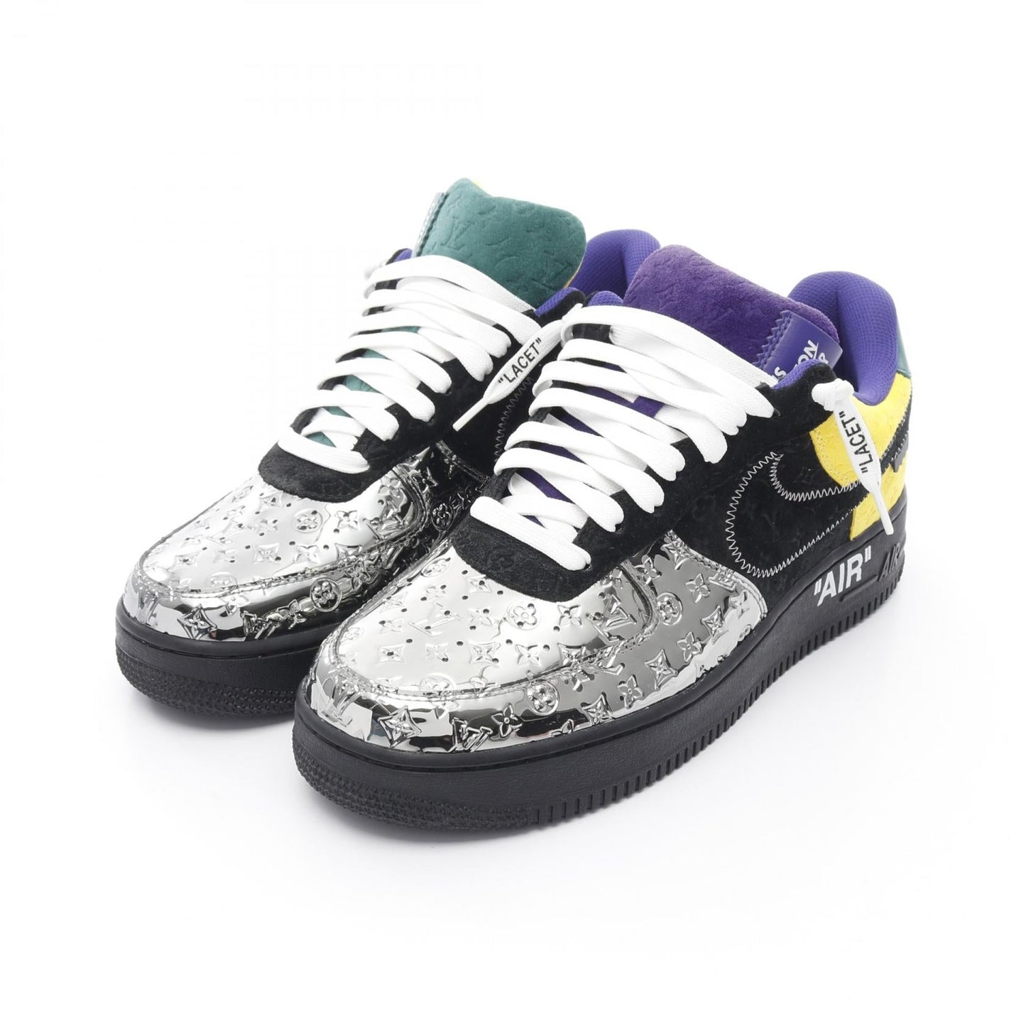 Louis Vuitton × Nike Air Force1 Monogram Miroir Leather Sneakers