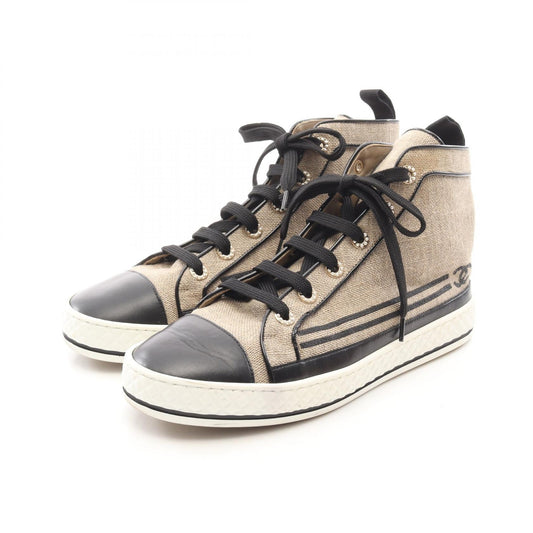 Chanel Coco Mark Canvas Leather Sneakers