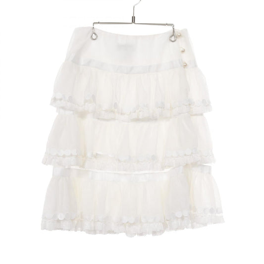 Chanel Pearl Button Tiered Nylon Skirt