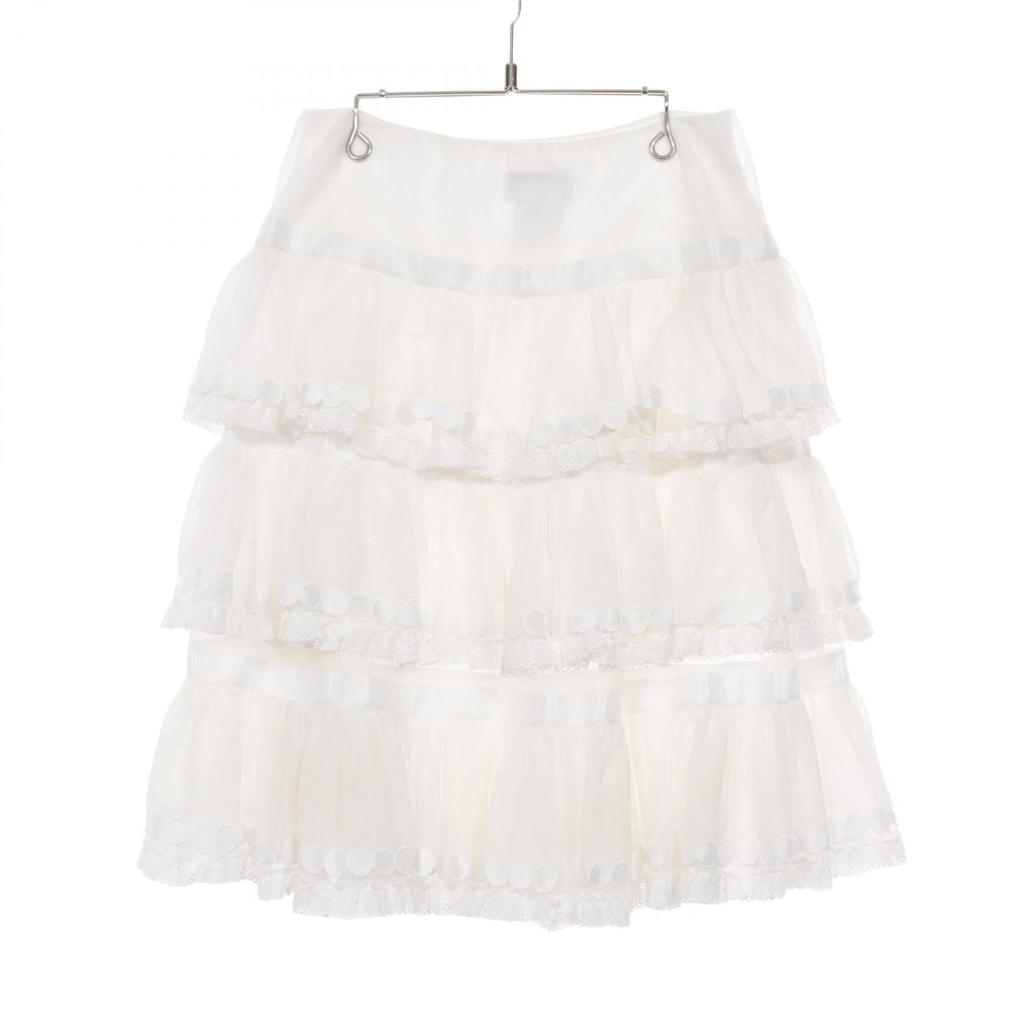 Chanel Pearl Button Tiered Nylon Skirt