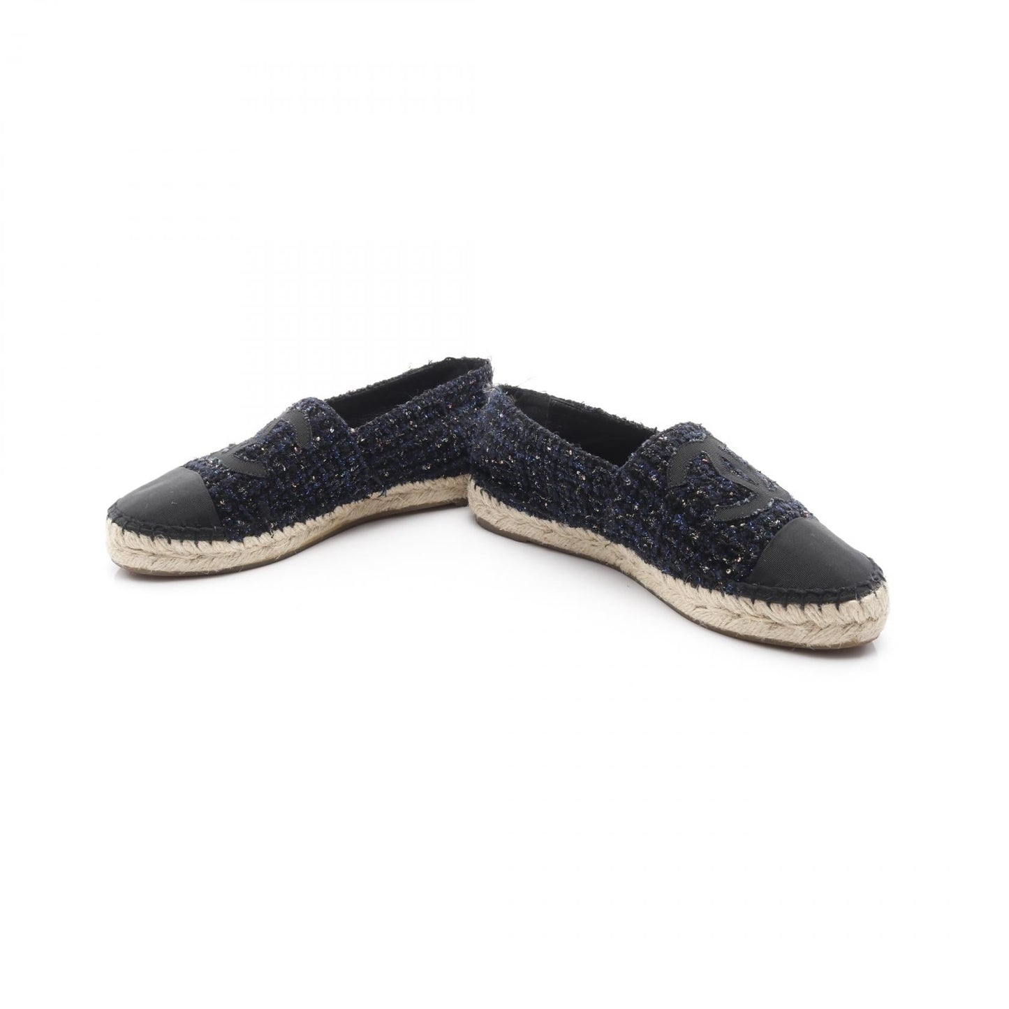 Chanel Coco Mark Fabric Slip-on Shoes