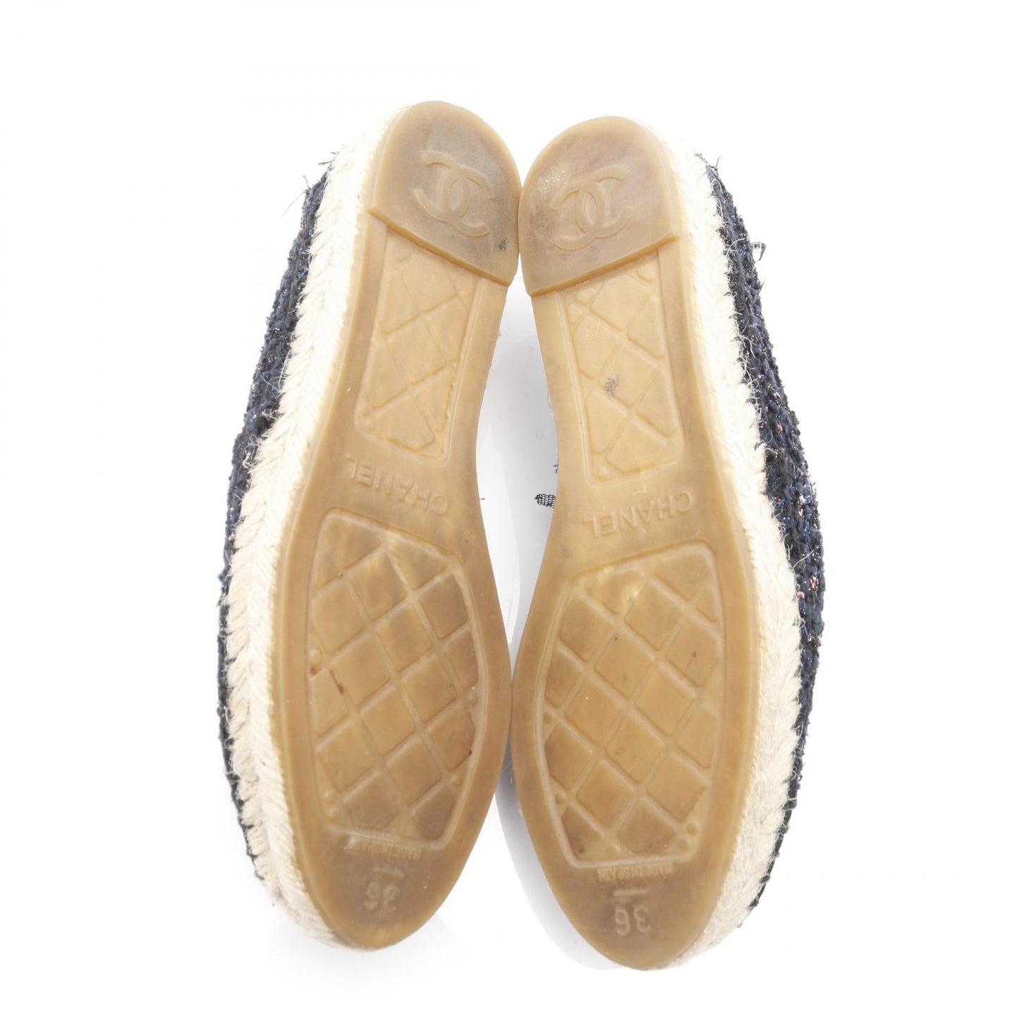 Chanel Coco Mark Fabric Slip-on Shoes