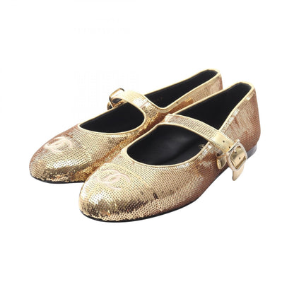 Chanel Coco Mark Leather Sequin Mary Jane Shoes