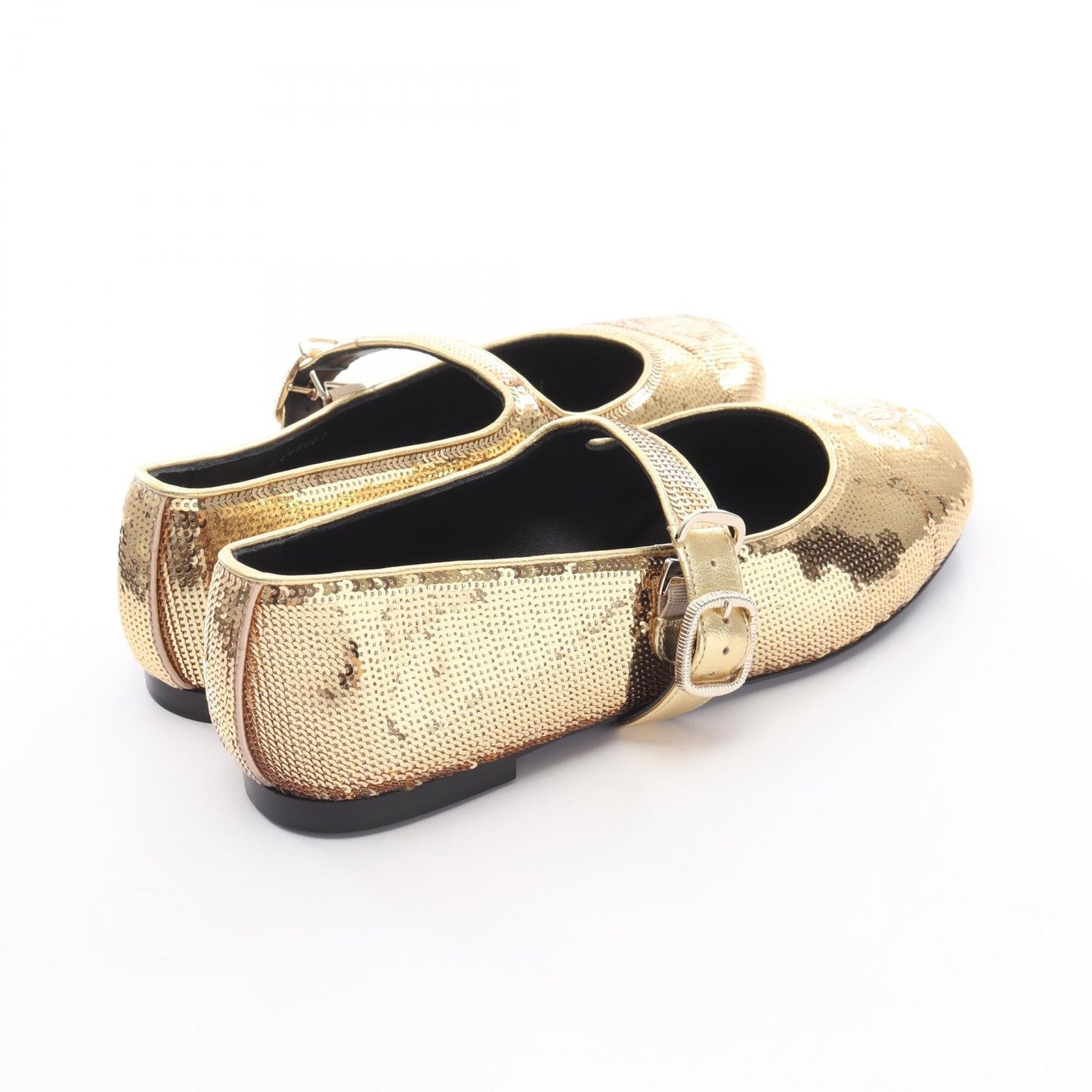 Chanel Coco Mark Leather Sequin Mary Jane Shoes
